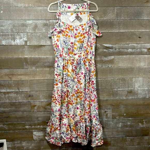J.Jill floral maxi ruffled Summer spring dress with pockets size Medium - Picture 1 of 8